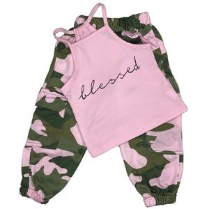 Toddler Girls 2 Piece Set Top & Camo Pants Size 3T (100)
